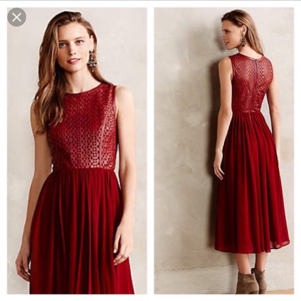 Anthropologie Leifsdottir Lasercut Leather Dress - Picture 2 of 8